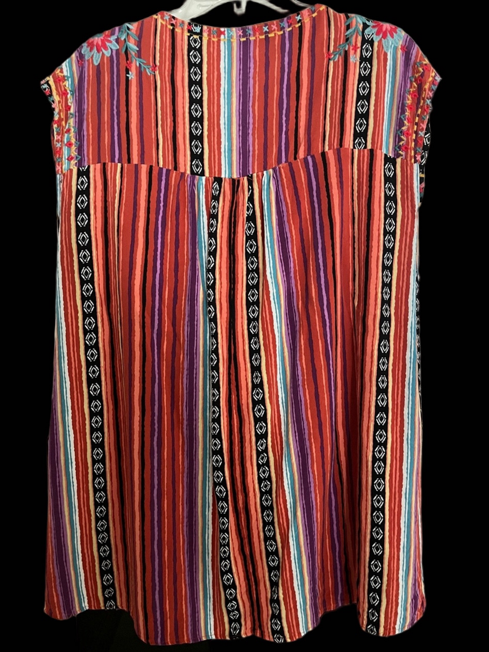 Striped & Embroidered Shift Dress - Picture 4 of 9